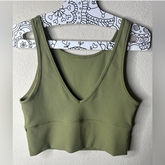 Lululemon Power Pivot Ribbed Tank Top Bronze Green - Picture 3 of 4